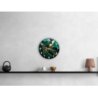 Tempered glass green wall clock