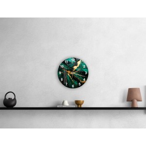 Tempered glass green wall clock