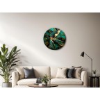 Tempered glass green wall clock